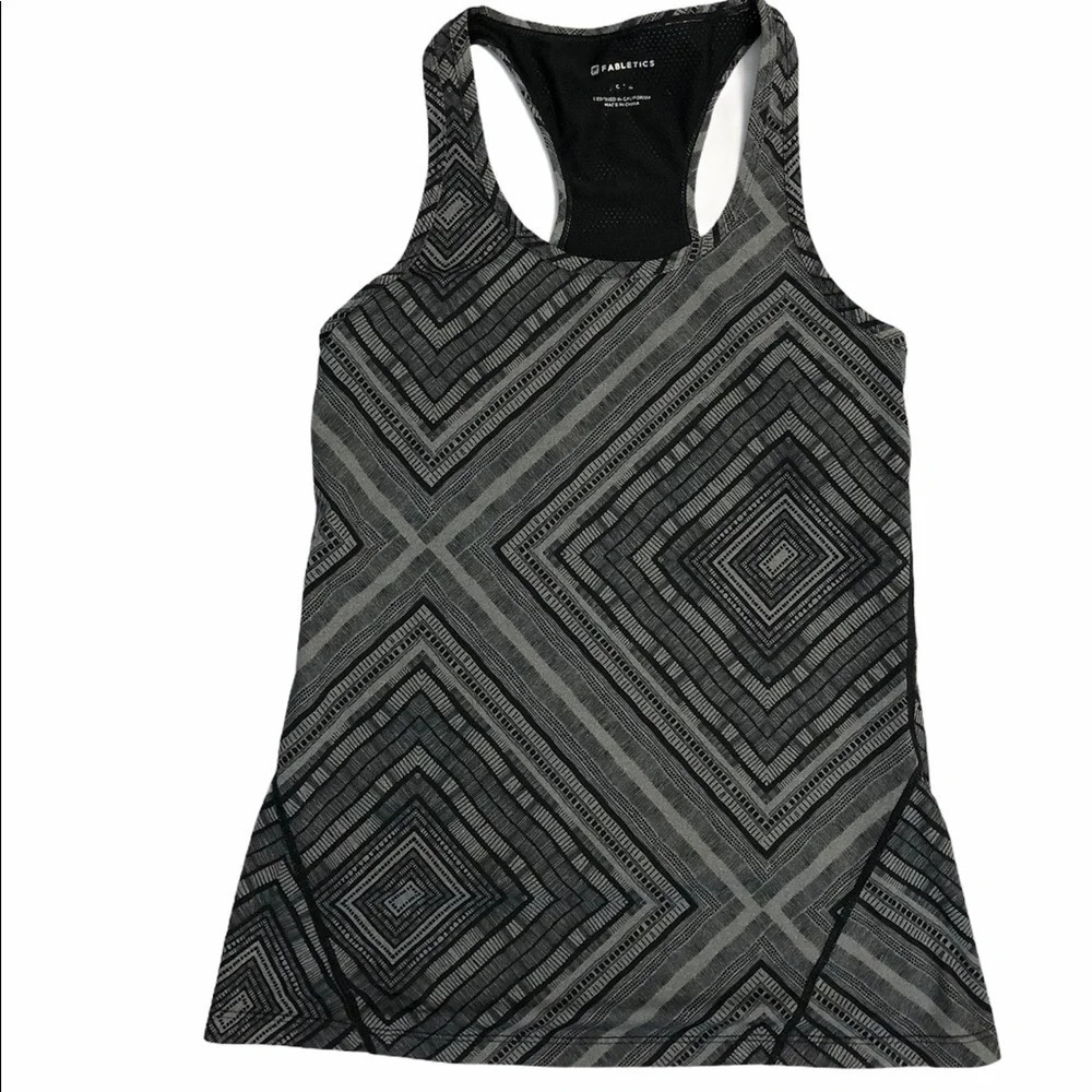 Flabetics Gray Aztec Tribal Tank Top Size Xsmall